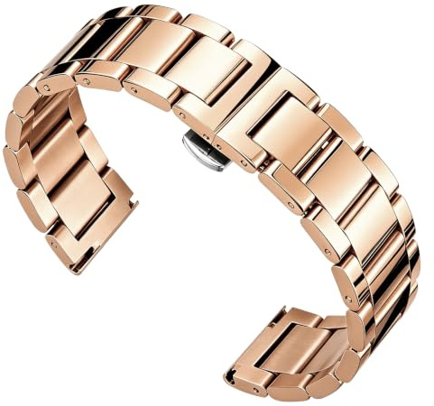 BINLUN Edelstahl Uhrenarmband Ersatzarmband Poliert Metall Uhrenarmbänder Matt Gebürstet Metallarmband für Herren Damen 16mm/18mm/20mm/21mm/22mm/23mm/24mm/26mm mit Schmetterlingsschnalle