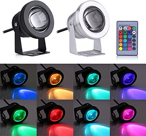 Diyeeni Lampada subacquea 12V 10W, multi luci a LED RGB Illuminazione a LED impermeabile per stagno da giardino, luci subacquee che cambiano colore(Argento)