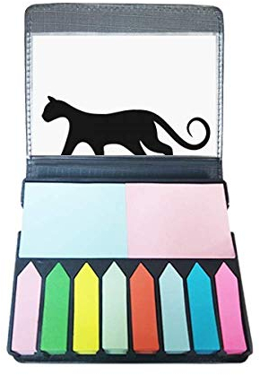 Charming Black Cat Lover Animal Art Silhouette Selbstklebende Notizzettel Farbe Page Marker Box