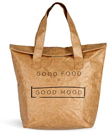 Borsa termica impermeabile effetto carta riutilizzabile – isolata con manici per il trasporto – Borsa per la spesa termica da 6 litri ecologica – resistente all'acqua