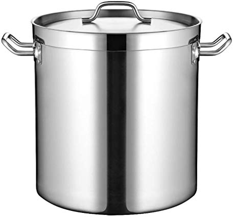 WHLMYH POT Zuppiera con coperchio, in acciaio inox con coperchio, manico in acciaio, adatto per varie fonti di calore, 9 dimensioni, argento, 29,8 cm, 28 cm