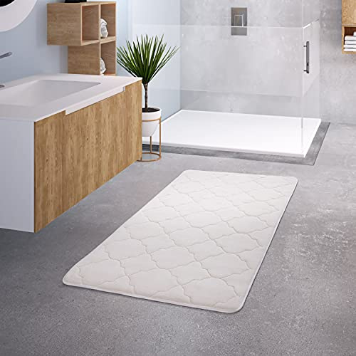 TT Home Badezimmer Badematte Duschmatte rutschfest Waschbar Memory Schaum Stein Muster, Farbe:Creme, Größe:50x80 cm