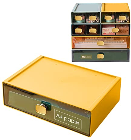DETEIN Stapelbarer Schreibtisch-Schubladen-Organizer, 33 x 22,9 x 8,3 cm, Schreibtisch-Papier-Organizer für Drucker, Papierakten, Büro, Schublade, Organizer, Box, transparente Aufbewahrungsschublade
