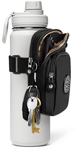 Bottle Pouch Gym Water Caddy with Phone Holder, Water Bottle Sleeve Bag with Pocket for Cards, Keys, Wallet, Gym Bottle Accessories for Men Women