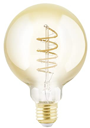 EGLO E27 Lampe dimmbar, Spiral LED Retro Glühbirne Globe, Vintage Deko Leuchtmittel Amber, 4 Watt (entspricht 25 Watt), 245 Lumen, warmweiß, 2000 K, Edison Birne G95, Ø 9,5 cm