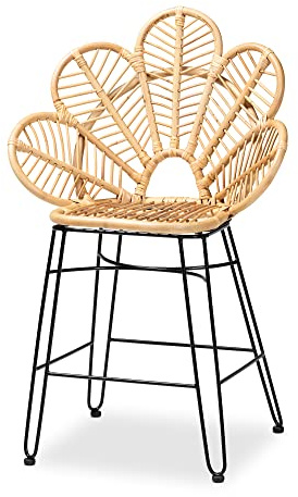 bali & pari Garan Natural Rattan Flower Stool, Counter Height