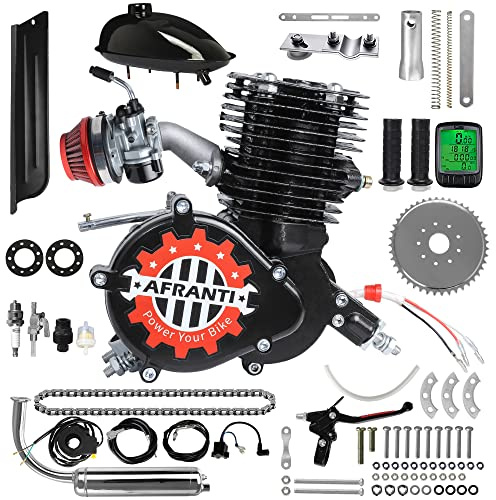 Afranti 100cc Bicycle Engine Kit 2 Stroke Motorized Bike Motor Kit for 26 28 Bicycles Petrol Gas Powered Bicycle Motor Kit Upgrade with Digital Speedometer