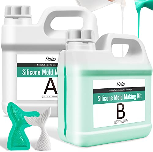 Flüssiges Silikon Kautschuk - 1.9L/2.2kg 15A Silikon Formen Herstellen Kit für Silikonformen Herstellung - 1: 1 Verhältnis Teal Abformsilikon für DIY Harzformen, Kerzenform, Seifenform, Gießen,Basteln