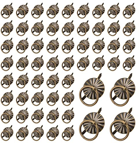 URROMA 60 Pcs Antique Bronze Metall Ring Pull Griffe, Schublade zieht für Schmuck Box Chest Schrank Schublade Griff Ring Bronze-farbig