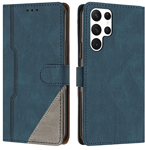 Radoo Kompatibel mit Samsung Galaxy S23 Ultra Hülle, PU Leder Handyhülle [Stand Feature] [Kartenfachr] [Magnetic Closure Snap] Schutzhülle Klappbar Flip Case Cover für Samsung Galaxy S23 Ultra (Blau)