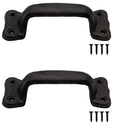 FUXXER Massive Gusseisen Möbelgriffe Antik Rustikal 140 mm 2er schwarz braun