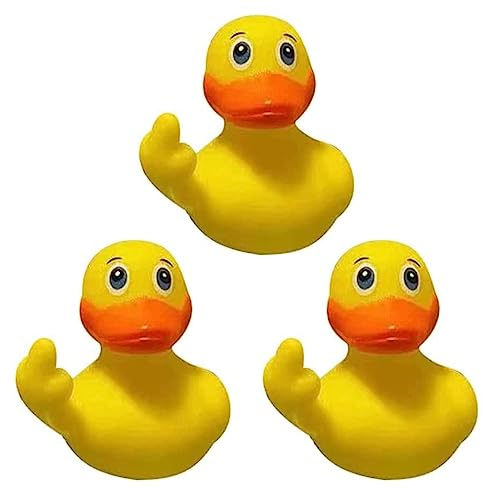 3 patos de goma para niños, decoración de baby shower, regalos de fiesta de cumpleaños, aula, baño, coche, decoración de salpicadero (pato de dedo medio)