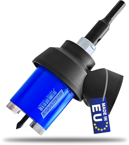 BERGMANN® MADE in EU | Dosensenker Ø 82mm mit Absaugung + Sechskant Adapter | Kernbohrer Dosenfräser für Bohrmaschine Beton Mauerwerk uvm.