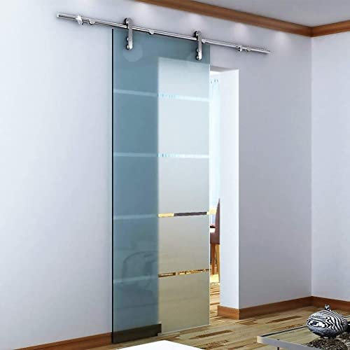 Sliding Door Track Kit 5ft-8ft Sliding Glass Door Silent Hanging Rail ，Stainless Steel Sliding Barn Door Kit , Sliding Door Rail Mute Pulley Track Accessories For Toilet/Kitchen ( Size : 6ft/183cm sin