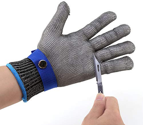 Résistant aux Coupures de Niveau 5, de Boucher en Maille Métallique en Acier Inoxydable, Gants Résistants aux Coupures de qualité Alimentaire pour la Cuisine, la Coupe