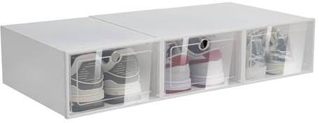 YyanLAK 20/24 stycken transparent skobox, 33 x 23 x 14 cm stapelbara skolådor plast transparent förvaringslåda, stapelbara skolådor, för att användas som skor, böcker (24 st)