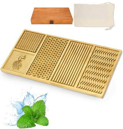 Brass Ice Designer Tray, Ice Diy Tray in Copper for Whiskey, Bourbon & Cocktails, Craft Modern Ice Molds Cube Stamping Plate, 8.26 X 4.33 X 0.78 Inches, Bartender Accessories for C