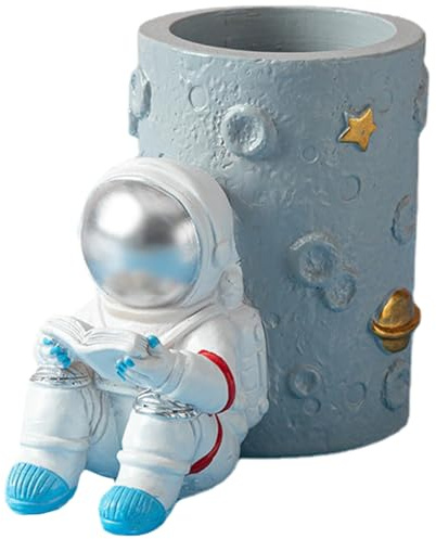 Pennhållare barn hantverk penna kopp skrivbordsartiklar penna hållare organiserare behållare astronaut organiserare bordsskiva rymdman pennhållare pennskrin harts barn