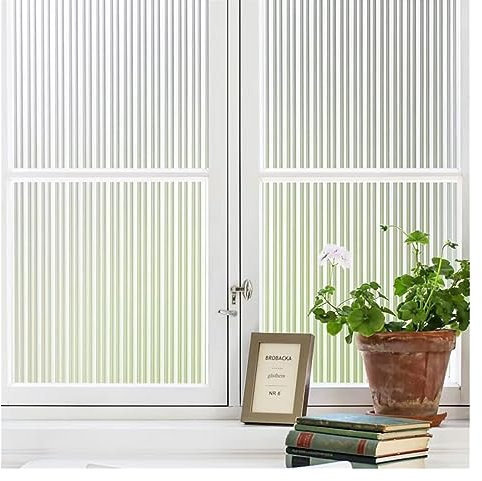 Fensterfolie Reeded Frosted Window Film, Fenster-Sichtschutzfolie aus Vinyl, dekorative 3D-Fensteraufkleber, Nicht klebend, Anti-UV Sichtschutzfolie Fenster Fensterfolie (Size : 75x300 cm)
