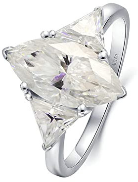 Lieson Freundschaftsringe Frauen, Ehering Weißgold 750 18K Damen Dreieckig Design mit Marquise Moissanit 3ct Verlobung Ringe Weißgold Große 63 (20.1)