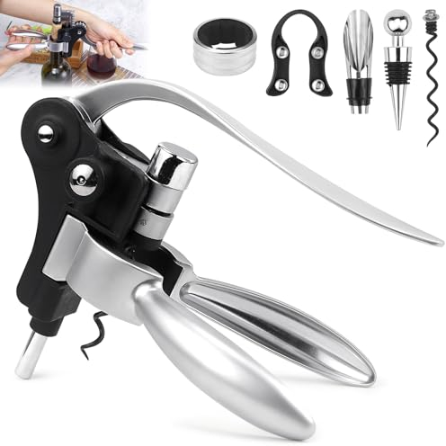 Sacacorchos Profesional con Broca de Acero Inoxidable con Vertedor de Vino, Accesorios Vino, Kit Vino es Perfecto para Regalos, Catas de Vino