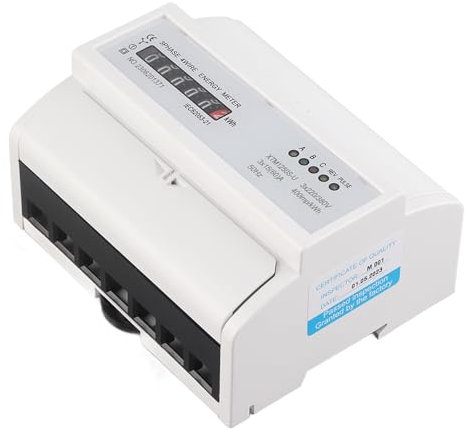Digitales 3 Phase 4 Draht DIN-Schienen-Stromzähler, 7P Elektronisches KWh-Meter, Zehn-Pole-Breite, 5 LED-Anweisungen, Automatische Laststrom Richtungs Erkennung, (15(60) A)