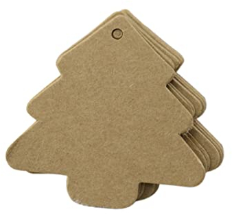 STOBOK 50 Stück Vintage Weihnachtsbaum Etiketten aus Braunem Kraftpapier Vielseitig Beschreibbare Namensschilder für Geschenkverpackung und Fotoalbumdekoration