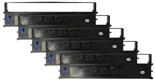 vhbw 5x Farbband Schriftband kompatibel mit OKI Microline ML-1120 | ML-1120 eco, ML-1190, ML-1190c Nadeldrucker, Bondrucker - Schwarz