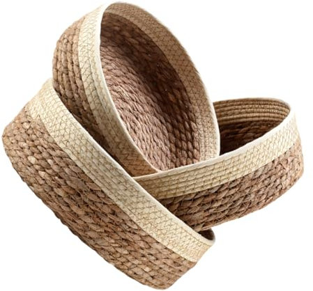 KOMBIUDA 3stücke Teiliges Woven Organizer Rustikale Aufbewahrungskörbe Aus Gras Und Papierseil Vielseitige Körbe Für Snacks Obst Und Haushaltsgegenstände Dekorative Raumlösung Für