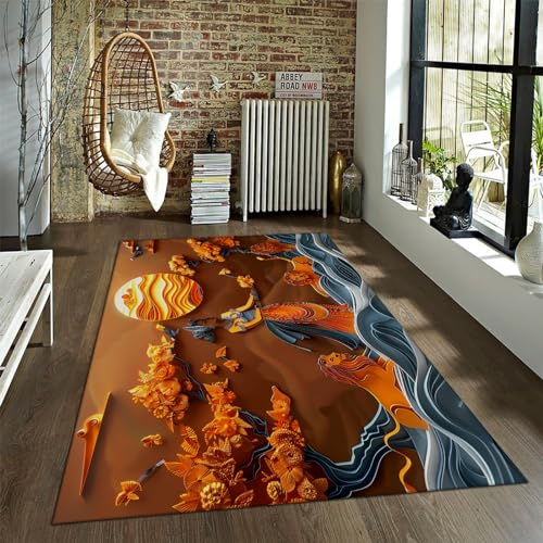 HOBBOY Afrikanischer Stil Bereich Teppich Wildtier Löwe Indoor Kinder Schlafzimmer Teppich für Zimmer Sofa Wohnzimmer Matte afrikanisches Mädchen Fußmatten Home Decor 180 x 210 cm