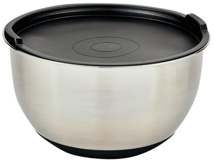 Kesper | Rührschüssel mit Deckel, Material: Edelstahl, Kunststoff, Silikon, Maße: Ø 26 cm, Höhe: 15 cm, Farbe: Silber, Schwarz | 90896