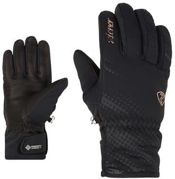 Ziener Damen KAROI Ski-Handschuhe/Wintersport | Primaloft, Winddicht, sehr warm, Black.Rose metallic, 7,5