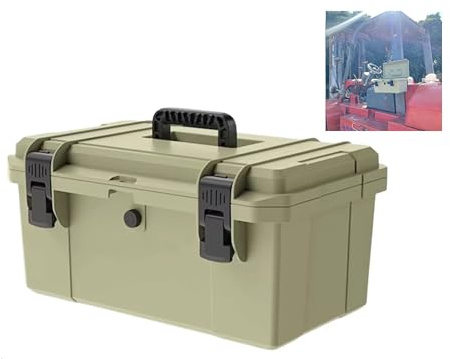 Robuster ROPS Werkzeugkasten für Traktor, mit Halterung, mit Schlüsselloch, robuster Werkzeugkasten, Traktor, ATV, UTV, LKW, Nutzfahrzeug, universell (1 Stück, Beige)
