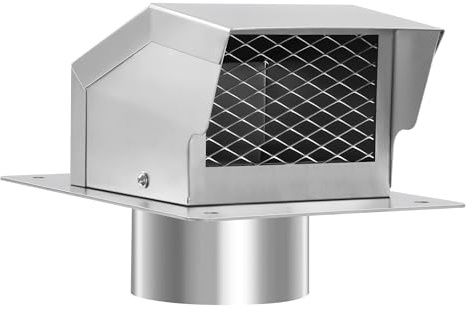 LTSEAME 4 Inch Stainless Steel Roof Vent Cap,Bathroom Exhaust Roof Vent for Dryer,Removable Roof Vent,Galvanized Steel for Ventilation System with Damper, Silver (4 in)