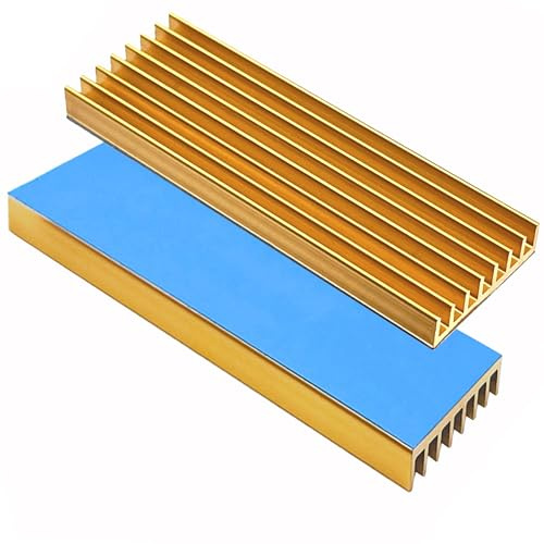 4PCS Gold Aluminum Heat Sink 70x22x6MM with with Thermal Conductive Adhesive Tape Heatsink Cooling Fin for PS5 M.2 PCIE NVMe SSD 3D Printer Motor Thermoelectric Peltier PC Chipset Power IC