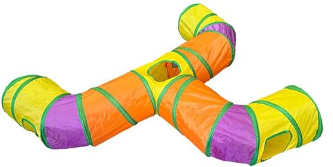 Kitten Tunnel, Katzentunnel, für drinnen und draußen, zusammenklappbar, Katzentunnel, 3-Wege-Katzentunnel, mit Peek Hole Rainbow, interaktiv, für Haustiere, weicher Stahl, ideal für Katzen und Katzen