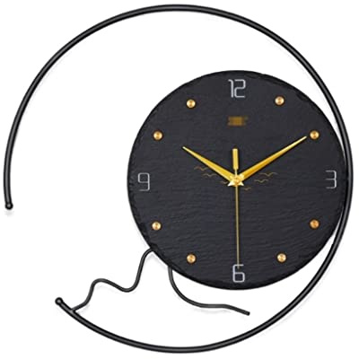 EUTYRG Wall Clock,Wall Mounted Stylish Non-ticking Arabic Numeral Solid Copper Scale Clock s For Living Room Bedroom Home Decor Home Decoration (Siyah 52 * 52cm)