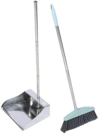 Ipetboom Stainless Steel Broom and Dustpan Long Handle Easy Storage Household Cleaning