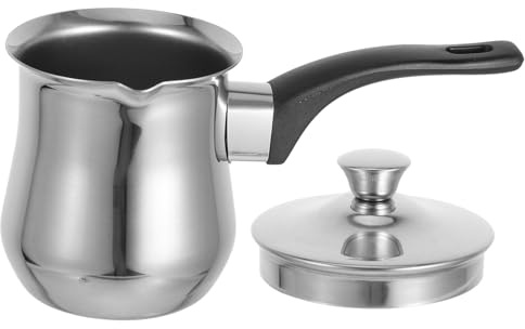 Turkish Coffee Pot Stainless Steel 360ml Small Coffee Pot | Tea and Coffee, Polished Silver Finish, Sleek Modern Style, Home Use the Go