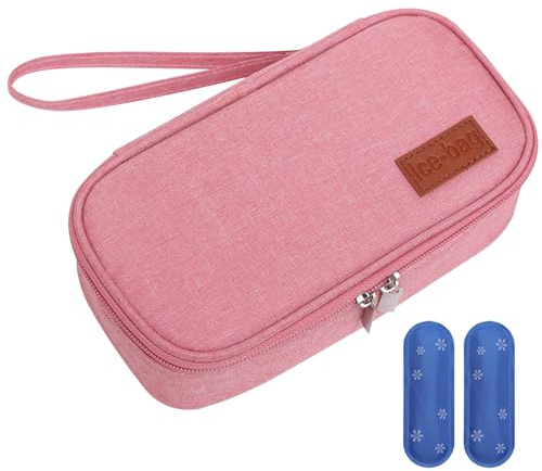Enfriador de leche materna con 2 paquetes de hielo Oxford Milk Batter Bottle Botty Bolsa con cordón resistente a la cremallera de cordón 8.3x4.3x2.6in portátil para viajar, lactancia.