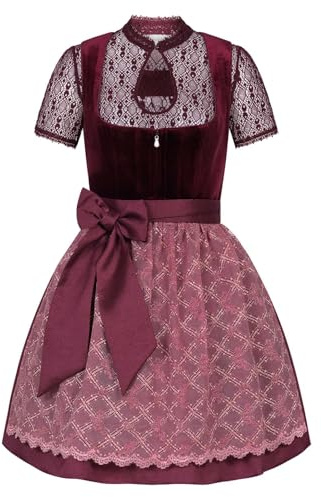 Steigenhöfer Manufaktur Dirndl – Set da donna in stile Oktoberfest – Set include abito camicetta e grembiule – Midi Dirndl con gonna di 60 cm – Fine velluto e applicazione con perle – Franziska