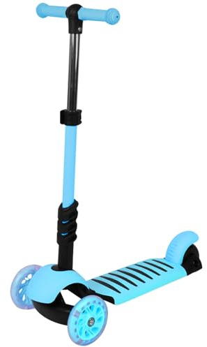 3-in-1 Kinder Roller Scooter,Kinderscooter mit Klapp- & Abnehmbarem Sitz,Faltbare,Höhenverstellbar,Led-räder Kinderscooter für Mädchen Jungen(Blau 59x28x75cm)