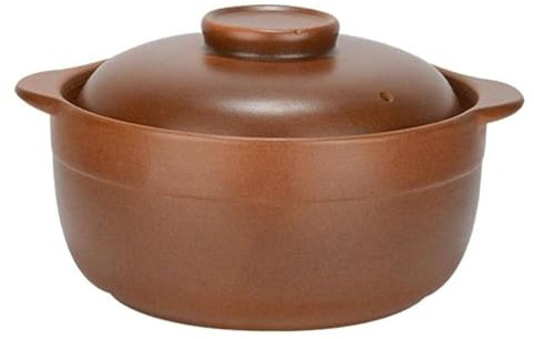 Faitout en Terre Cuite avec Couvercle – Casserole en Terre Cuite À L'ancienne en Terre Cuite, Idéale pour La Cuisson Au Feu Ouvert – Cocotte en Céramique, Pot en Argile(3L 24 * 11CM)