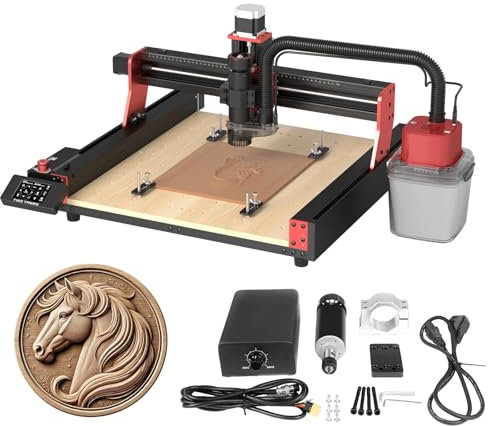 Twotrees TTC450 Pro CNC Fräsmaschine, mit M1 Staubabsaugung, mit 500W CNC Spindelmotor, Metallfräsmaschine, Umschaltbare Lasergravur maschine, Graviermaschine zum Gravieren von Holz, Acryl, MDF, PCB