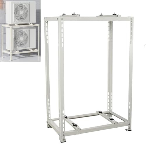 Dtyubfg Soporte para unidad exterior de aire acondicionado, soporte de suelo resistente,altura ajustable, con almohadillas antivibración para reducir el ruido y la vibración, fácil de usar e instalar