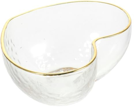 OFFSCH Crystal Dessert Bowl Heart Shaped Glass Bowl with Golden Trimming for Parties and Weddings