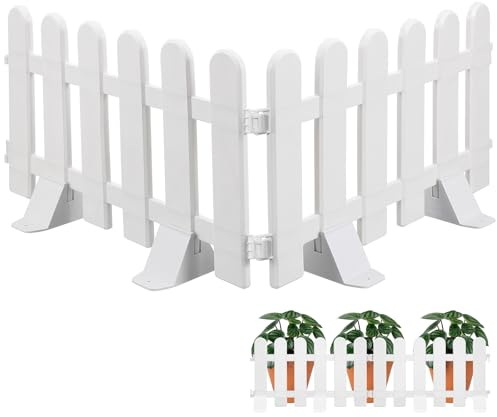 ibasenice 2Pcs White Plastic Garden Fence Picket Panels 50X30Cm with Reinforced Rounded Base for Path Edging and Lawn Border, Small Decorative Yard Fence for Outdoor Garden Landscaping