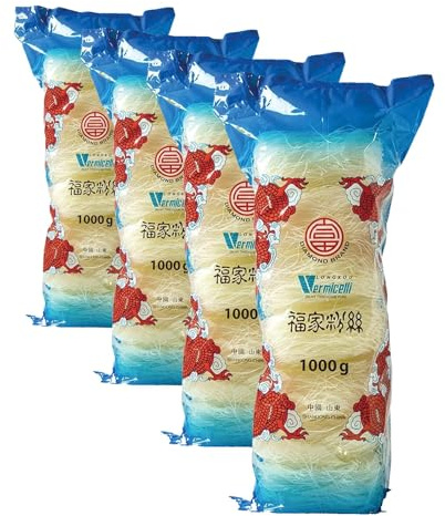 DIAMOND Fideos de cristal, fideos largos, naturalmente veganos y sin gluten - 1 x 1000 g (Paquete de 4)
