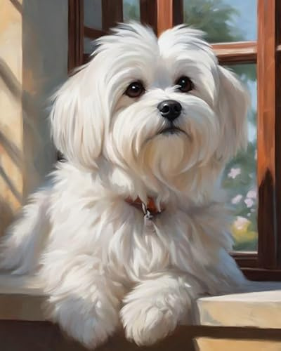 500pcs Maltese Dog On Windowsill Funny Jigsaw Perfect for Brain Puzzle Lovers Vibrant Illustrations and Quality Piece Great Gift Idea Wooden Puzzles