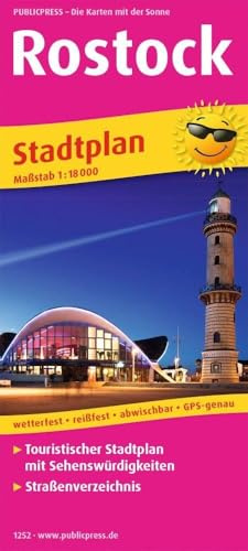 Publicpress Stadtplan Rostock, Stadtplan 1:18.000 1:18.000: Touristischer Stadtplan mit Sehenswürdigkeiten und Straßenverzeichnis. 1:18.000 (Stadtplan: SP)